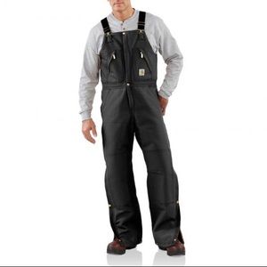NWT black Carhartt zip to waist bib overalls 34x34